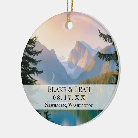 Aangepaste foto keepsake bruiloft ornament berg (Links)