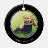 Aangepaste Foto Keepsake Fireman Kerstboom Truck Keramisch Ornament (Achterkant)