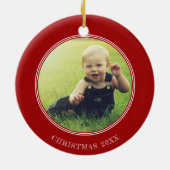 Aangepaste Foto Keepsake Fireman Kerstmis Firetruc Keramisch Ornament (Achterkant)