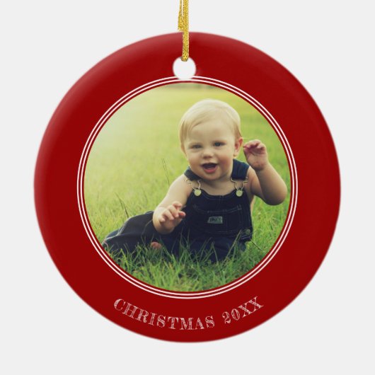 Aangepaste Foto Keepsake Fireman Kerstmis Firetruc Keramisch Ornament (Achterkant)