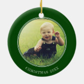 Aangepaste Foto Keepsake Fireman Kerstmis Firetruc Keramisch Ornament (Achterkant)