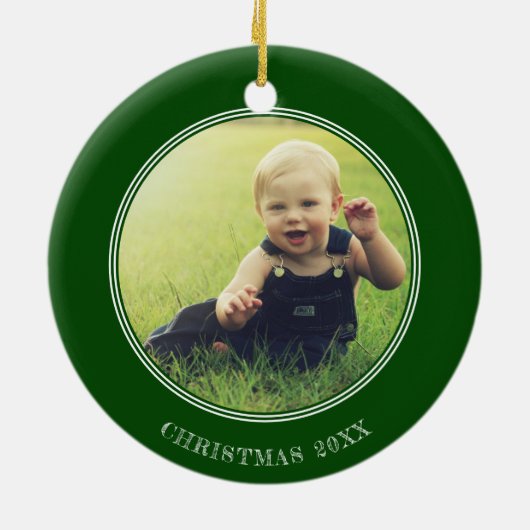 Aangepaste Foto Keepsake Fireman Kerstmis Firetruc Keramisch Ornament (Achterkant)