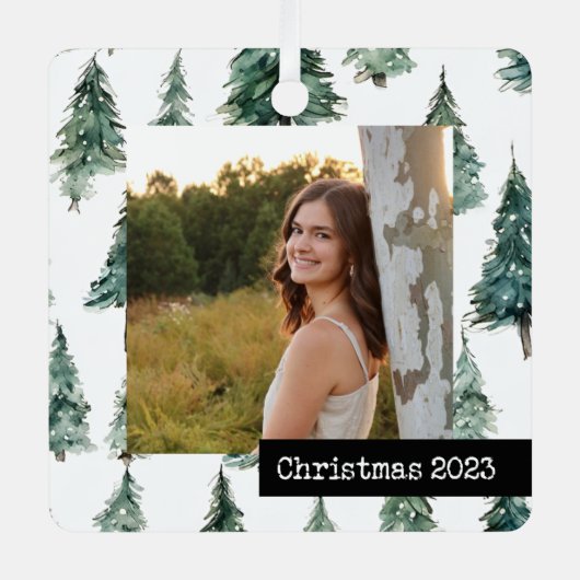 Aangepaste foto keepsake ornament bomen bosgrond (Voorkant)