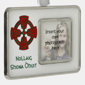 Aangepaste foto Keltisch Cross Irish kerstversieri Verzilverd Omlijst Ornament (Rechts)