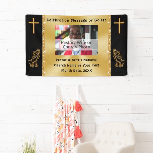 Aangepaste foto-kerk of Jubileum-banner van pastor Spandoek (Insitu)