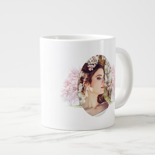 Aangepaste foto Kersenbloesem Bruiloft thee Grote Koffiekop (Voorkant rechts)