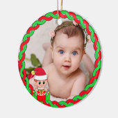 Aangepaste foto, kerst en groen rood lijst keramisch ornament (Links)