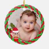 Aangepaste foto, kerst en groen rood lijst keramisch ornament (Achterkant)