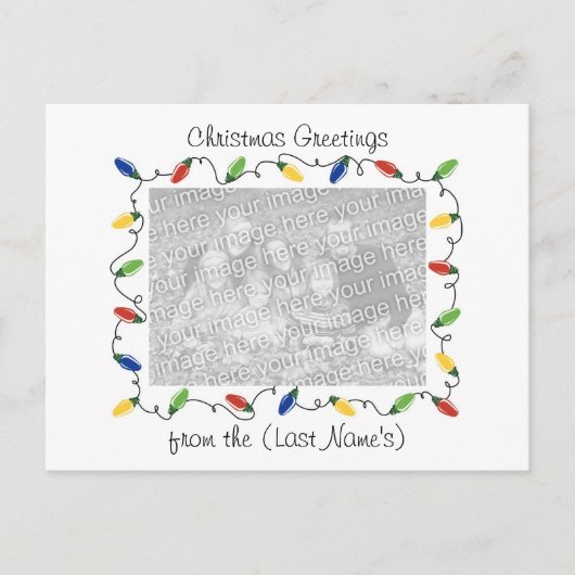 Aangepaste Foto Kerst Kaart-Kerstverlichting Feestdagenkaart (Voorkant)