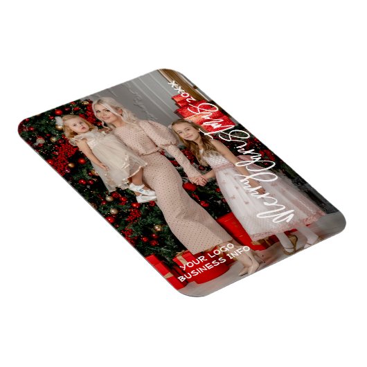 Aangepaste Foto Kerst Kaart Magneet, Zakelijke Log Magneet (Rechterzijde)