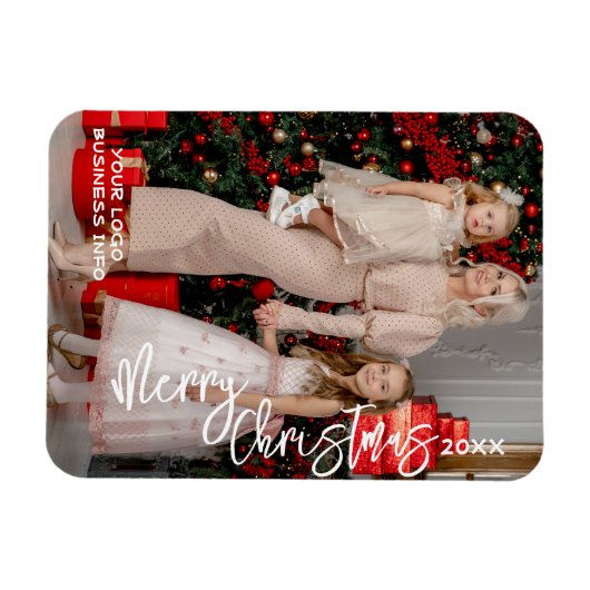 Aangepaste Foto Kerst Kaart Magneet, Zakelijke Log Magneet (Horizontaal)