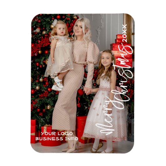 Aangepaste Foto Kerst Kaart Magneet, Zakelijke Log Magneet (Verticaal)