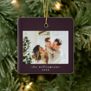 Aangepaste foto Kerst Minimaal Pruim Eenvoudig Gez Keramisch Ornament
