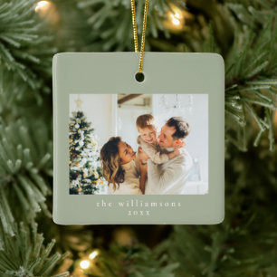 Aangepaste foto Kerst Minimalistisch Familie Sage  Keramisch Ornament