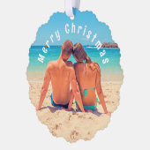 Aangepaste foto Kerst Ornament Kaart (Links)