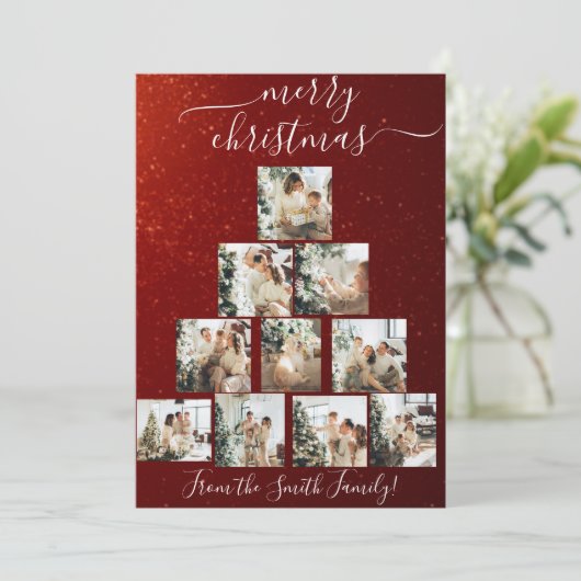 Aangepaste foto Kerstboom Kerstmis Kaart (Staand voorkant)