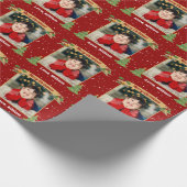 Aangepaste foto kerstfeestdag rood cadeaupapier (Hoek)