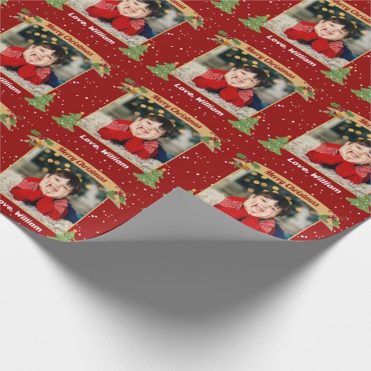 Aangepaste foto kerstfeestdag rood cadeaupapier (Hoek)