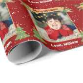 Aangepaste foto kerstfeestdag rood cadeaupapier (Rol Hoek)