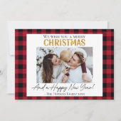 Aangepaste foto Kerstkaart rode buffel check (Voorkant)