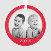 Aangepaste foto-kerstkerst van Red Snowflake Ornament (achterkant)