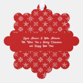 Aangepaste foto Kerstman Baby Sneeuwvlokken & Rood Ornament Kaart (Achterkant)