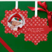 Aangepaste foto Kerstman Baby Sneeuwvlokken & Rood Ornament Kaart