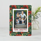 Aangepaste foto Kerstmis Art Nouveau bloemmotief Feestdagenkaart (Staand voorkant)