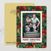 Aangepaste foto Kerstmis Art Nouveau bloemmotief Feestdagenkaart (Voorkant / Achterkant)