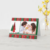 Aangepaste FOTO-kerstmis, bomen en strepen Kaart (Gele Bloem)
