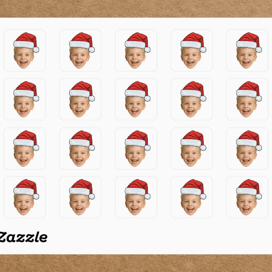 Aangepaste foto Kerstmis | Gezicht met kerstmuts  Vierkante Sticker