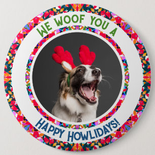 Aangepaste foto Kerstmis Hond Moeder Kleurrijk Ronde Button 6,0 Cm