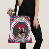 Aangepaste foto Kerstmis Hond Moeder Kleurrijk Tote Bag (Dichtbij)