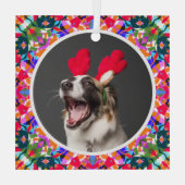 Aangepaste foto Kerstmis Hond Moeder Mama Papa Kle Glas Ornament (Achterkant)