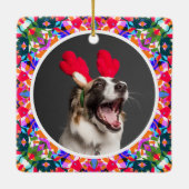 Aangepaste foto Kerstmis Hond Moeder Mama Papa Kle Keramisch Ornament (Achterkant)