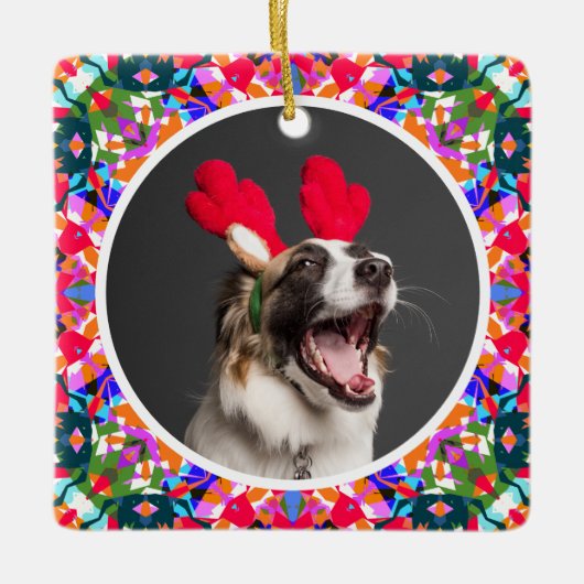 Aangepaste foto Kerstmis Hond Moeder Mama Papa Kle Keramisch Ornament (Voorkant)