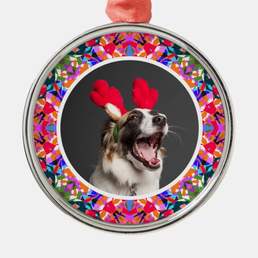 Aangepaste foto Kerstmis Hond Moeder Mama Papa Kle Metalen Ornament (Voorkant)