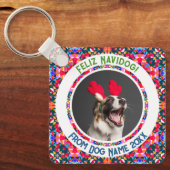 Aangepaste foto Kerstmis Hond Moeder Mama Papa Kle Sleutelhanger (Voorkant)