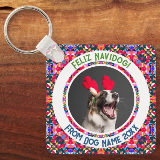 Aangepaste foto Kerstmis Hond Moeder Mama Papa Kle Sleutelhanger (Voorkant)