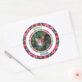 Aangepaste foto Kerstmis Kat Mam Moeder Kleurrijke Ronde Sticker (Envelop)