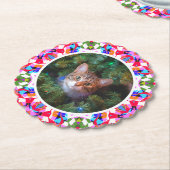 Aangepaste foto Kerstmis Kat Mama Papa Kleurrijk Kartonnen Onderzetters (Gekanteld)