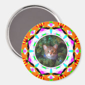 Aangepaste foto Kerstmis Kat Mama Papa Sinaasappel Magneet (Voorkant / Achterkant)