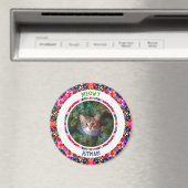 Aangepaste foto Kerstmis Kat Moeder Kleurrijk Magneet (Insitu (Vaatwasser))