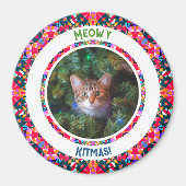 Aangepaste foto Kerstmis Kat Moeder Kleurrijk Magneet (Voorkant)