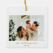Aangepaste foto Kerstmis minimalistische eenvoudig Keramisch Ornament (Voorkant)
