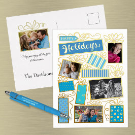 Aangepaste foto Kerstmis presenteert echte Folie Feestdagen Briefkaart