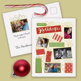 Aangepaste foto Kerstmis presenteert echte Folie Feestdagen Briefkaart