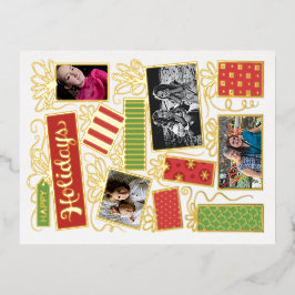 Aangepaste foto Kerstmis presenteert echte Folie Feestdagen Briefkaart