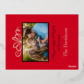 Aangepaste foto Kerstmis presenteert echte Folie Folie Feestdagen Briefkaart (Achterkant)