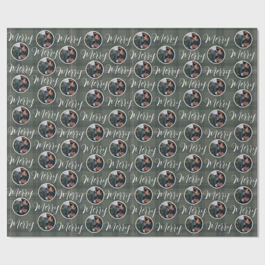 Aangepaste Foto Kerstmis Vrolijk Kerstmis | Plaid Cadeaupapier (Vlak)